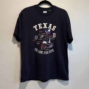 Vintage USA made Texas The Long Star State Single Stitch Navy Blue Tee Large